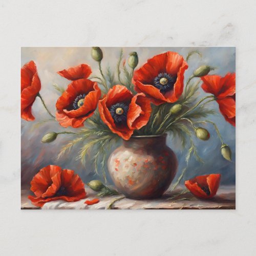 Still Life With Red Poppies Postcard