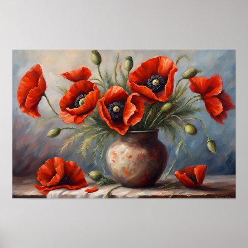 Still Life With Red Poppies Poster