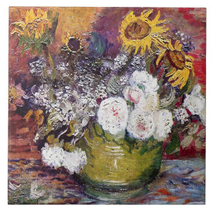 Still Life with Roses and Sunflowers - Van Gogh Ceramic Tile