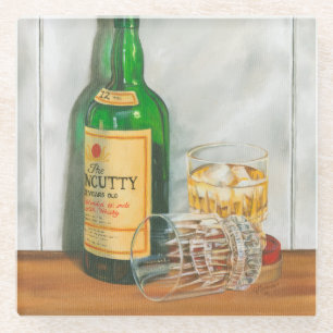Still Life with Scotch by Jennifer Goldberger Glass Coaster