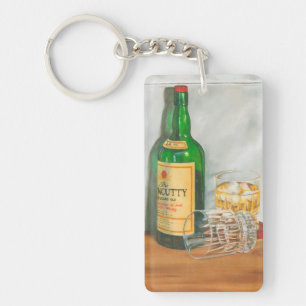 Still Life with Scotch by Jennifer Goldberger Keychain