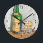 Still Life with Scotch by Jennifer Goldberger Round Clock<br><div class="desc">Drain your glass to this realistic still life painting by Jennifer Goldberger. You can almost imagine reaching into the piece and grabbing a glass for yourself. Get your copy today!</div>