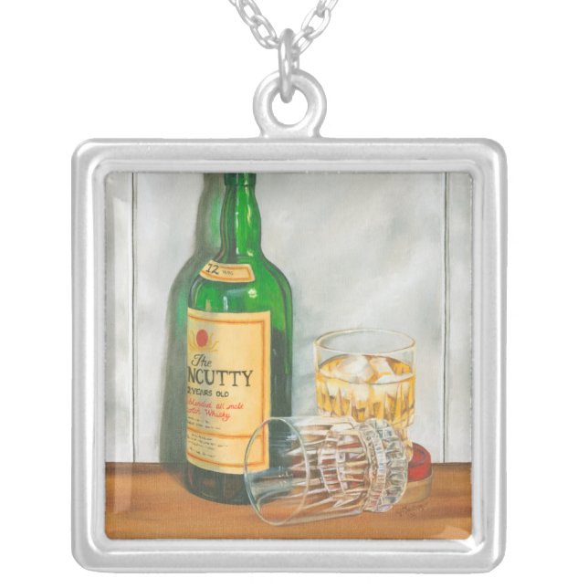 Still Life with Scotch by Jennifer Goldberger Silver Plated Necklace (Front)