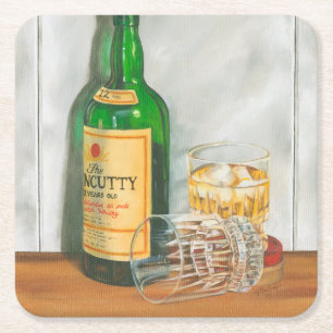 Still Life with Scotch by Jennifer Goldberger Square Paper Coaster