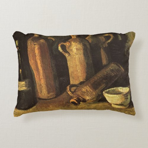 Still Life with Stone Bottles by Vincent van Gogh Accent Pillow