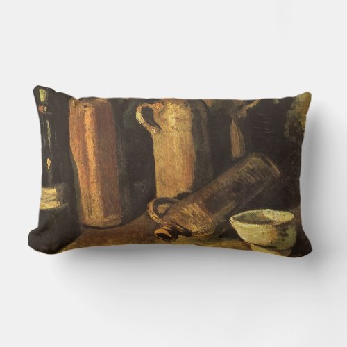 Still Life with Stone Bottles by Vincent van Gogh Lumbar Pillow