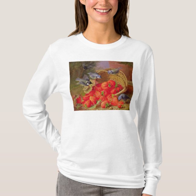 Still Life with Strawberries and Bluetits T-Shirt (Front)