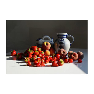 Still Life with Strawberries, Peaches and Cherries Acrylic Print