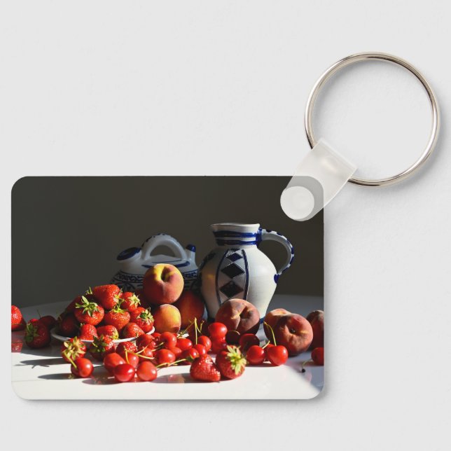 Still Life with Strawberries, Peaches and Cherries Keychain (Front)