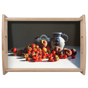 Still Life with Strawberries, Peaches and Cherries Serving Tray