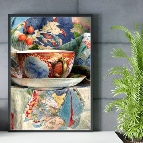 Still Life with Tea Cup  by Samuel Colman Poster