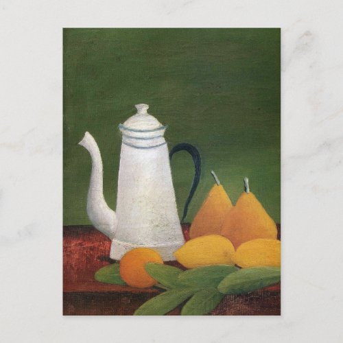Still Life with Teapot Fruit by Henri Rousseau Postcard
