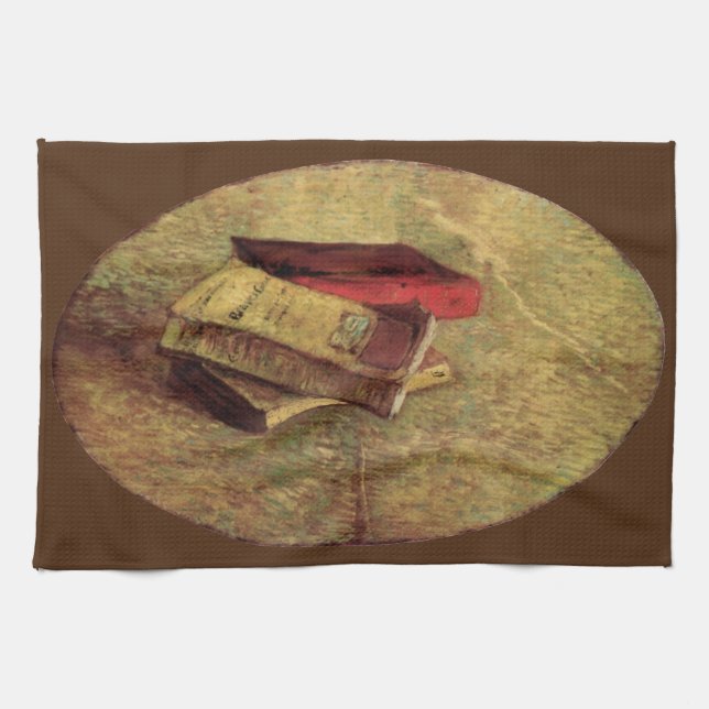Still Life with Three Books by Vincent van Gogh Kitchen Towel (Horizontal)