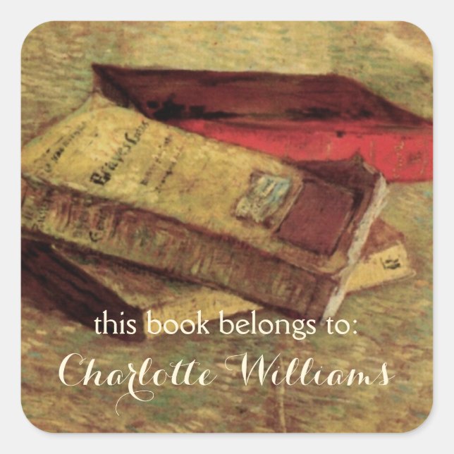 Still Life with Three Books by Vincent van Gogh Square Sticker (Front)