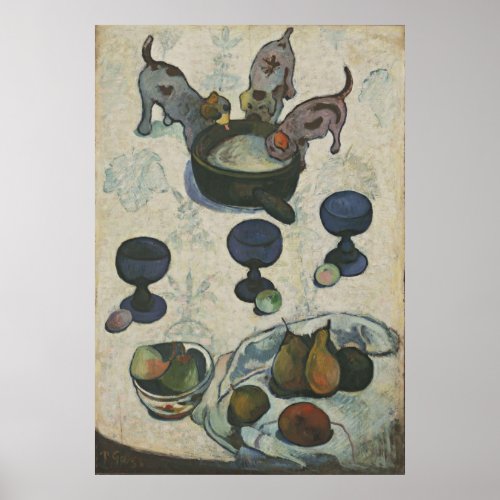 Still Life With Three Puppies by Paul Gauguin Poster