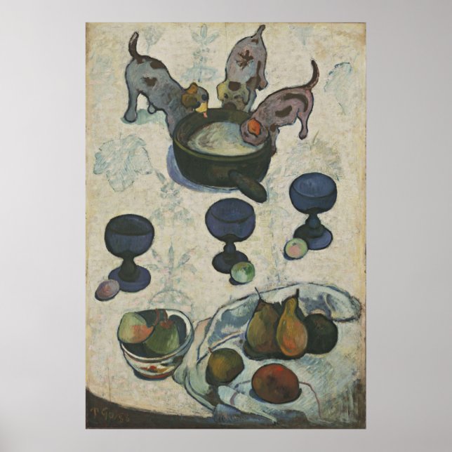 Still Life With Three Puppies by Paul Gauguin Poster (Front)