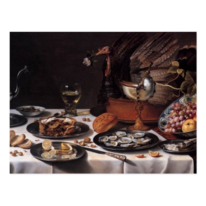 Still Life with Turkey Pie   Pieter Claesz Post Card