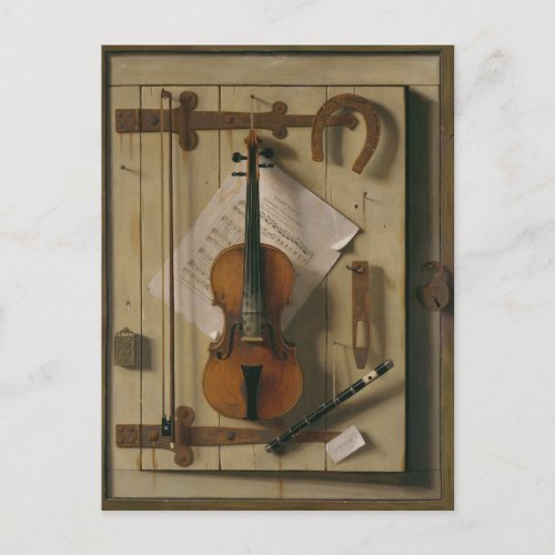 Still Life with Violin and Music William Harnett Postcard