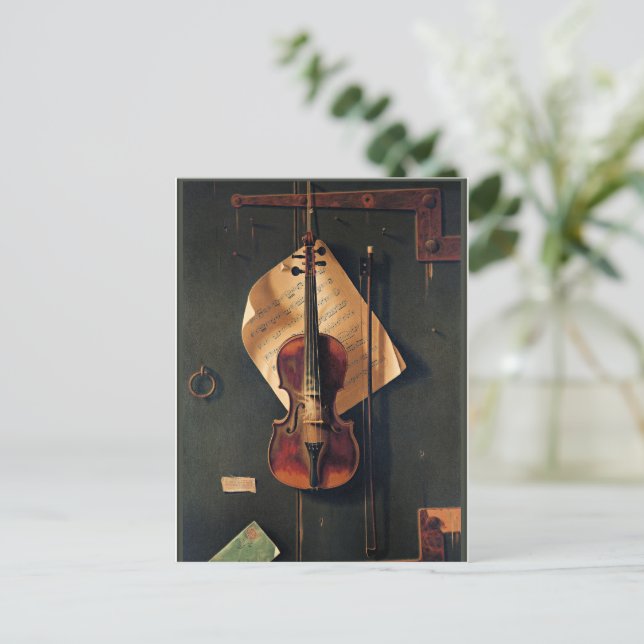 Still Life with Violin, fine art, Postcard (Standing Front)