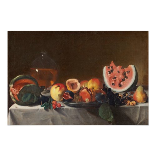 Still life with watermelons and carafe poster