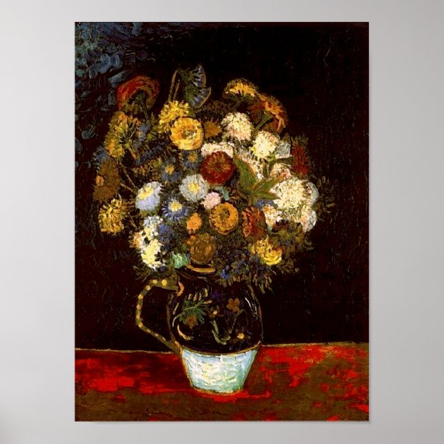 Still Life with Zinnias Van Gogh Fine Art Poster (Front)