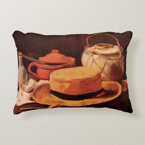 Still Life Yellow Straw Hat by Vincent van Gogh Accent Pillow