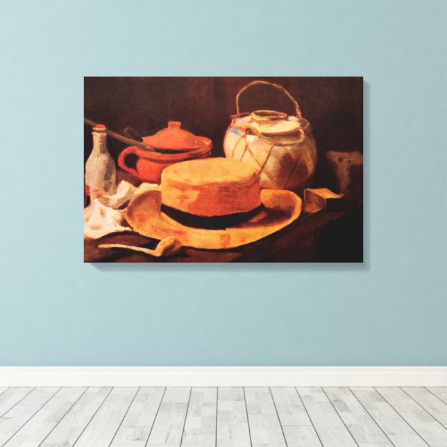 Still Life Yellow Straw Hat by Vincent van Gogh Canvas Print (Insitu(Wood Floor))
