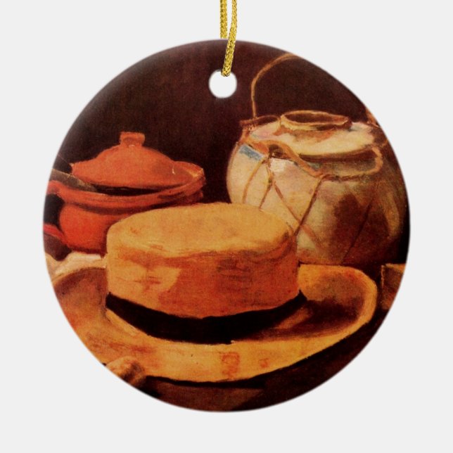 Still Life Yellow Straw Hat by Vincent van Gogh Ceramic Ornament (Front)
