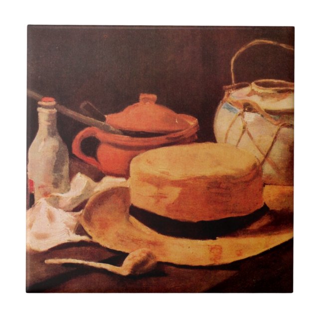 Still Life Yellow Straw Hat by Vincent van Gogh Ceramic Tile (Front)