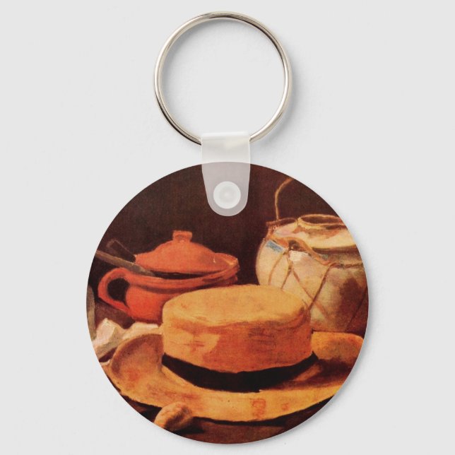 Still Life Yellow Straw Hat by Vincent van Gogh Keychain (Front)
