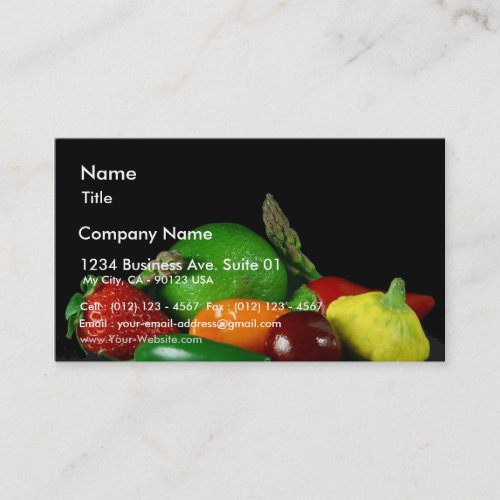 Still Lifevegetables Asparagus Limes Strawberries Business Card Template