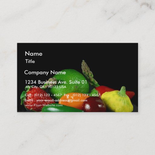 Customizable Still Lifevegetables Asparagus Limes Strawberries Business Card Template