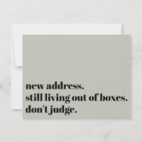 Still Living Out of Boxes, Don't Judge Sage Card