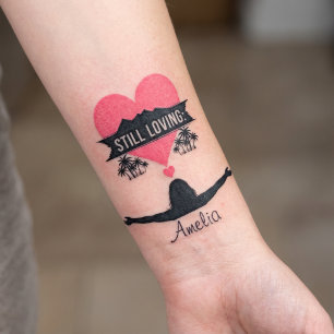 Still Loving Tropical Heart Custom Name Temporary Tattoos