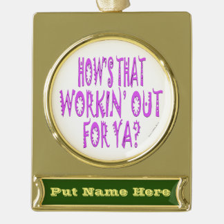 Still On the Big Pink Cloud Gold Plated Banner Ornament