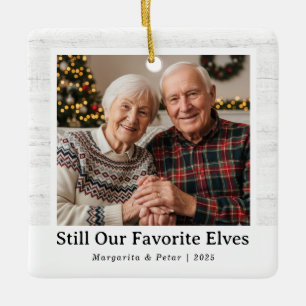 Still Our Favorite Elves – Grandparents Photo Ceramic Ornament