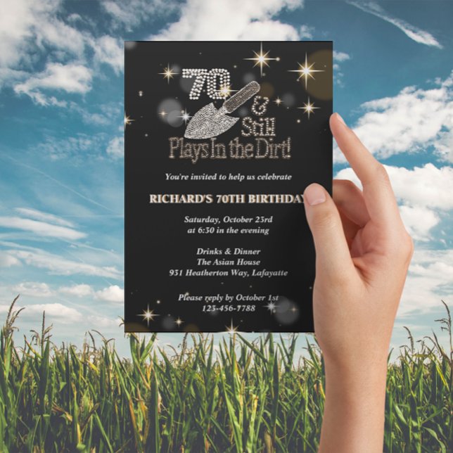 Still Plays in Dirt Gardening 70th Birthday Party Invitation (Creator Uploaded)
