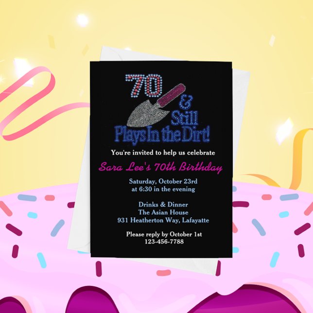 Still Plays in Dirt Gardening 70th Birthday Party Invitation (Creator Uploaded)