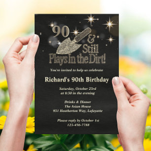 Still Plays in Dirt Gardening 90th Birthday Invitation