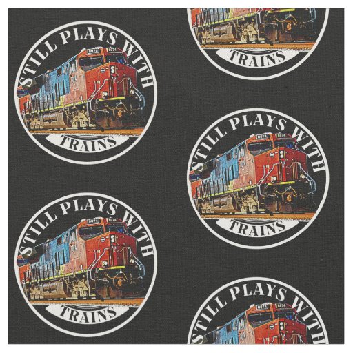 Still Plays with Diesel Trains Engine Locomotive Fabric