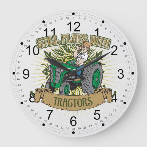 Still Plays With Green Tractors Large Clock