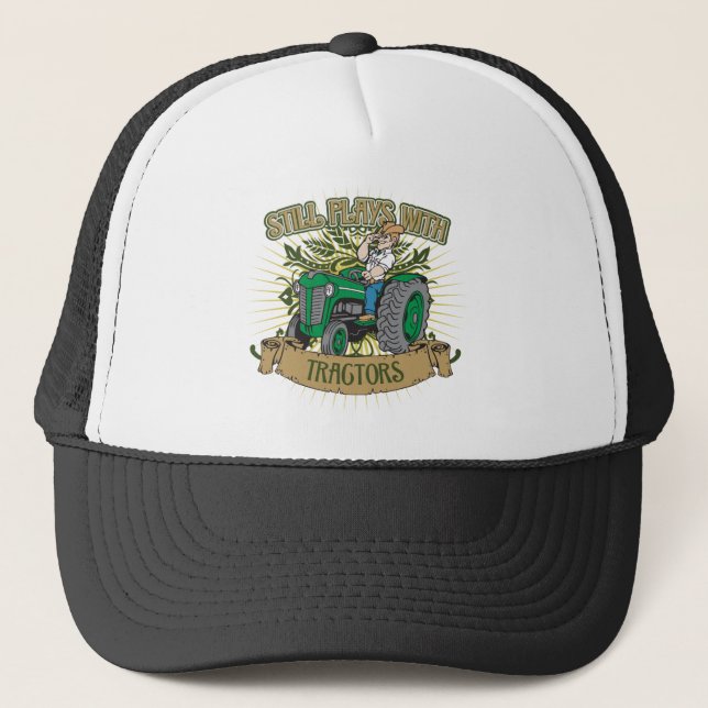 Still Plays With Green Tractors Trucker Hat (Front)