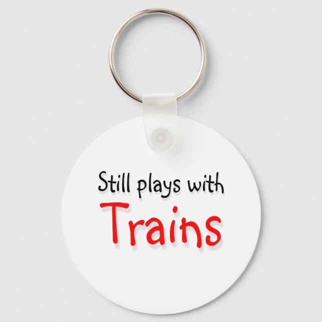 Still plays with trains keychain (Front)