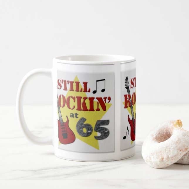 Still Rockin' at 65 Coffee Mug (With Donut)