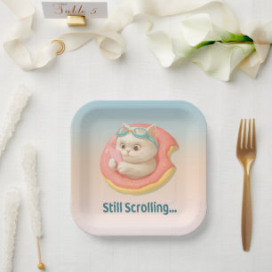 Still Scrolling: Funny Bao Bao Cat Donut Sticker Paper Plates