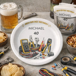 Still Shocking at 40 Electrician Birthday Party Paper Plates