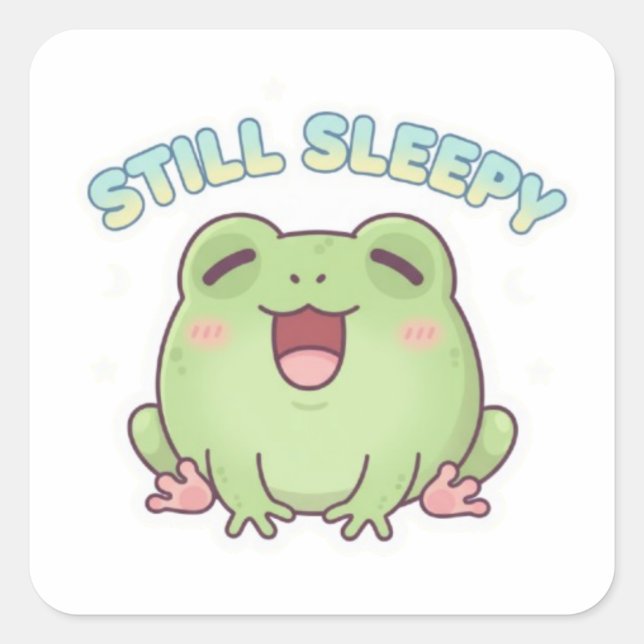 Still Sleepy Frog Sticker Cute Yawning Frog Meme K (Front)