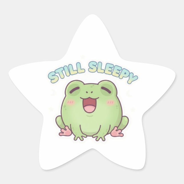 Still Sleepy Frog Sticker Cute Yawning Frog Meme K (Front)