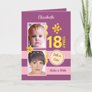 Still so cute photos purple 18th Birthday Card