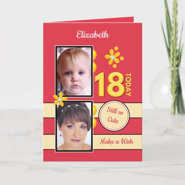 Still so cute photos red 18th Birthday Card (Front)